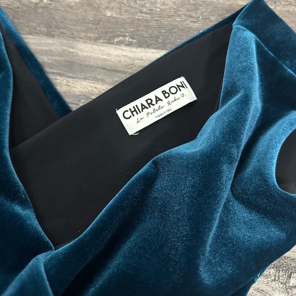 Chiara Boni La Petite Robe Velvet Dress In Teal Size 4 - Picture 6 of 7